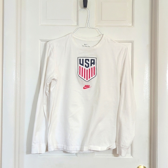 Nike Men's USMNT White Evergreen Crest Cotton Long-Sleeve Shirt (Very Good) - Picture 1 of 5
